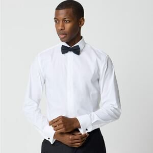 J.Crew Thompson Tuxedo Shirt 15/33 White Slim Fit Stretch Button Up Long Sleeve